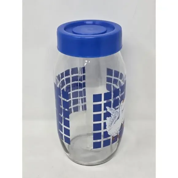 VTG Carlton Blue Lidded Glass Geese & Duck Jar 3/4 & 2 Liter USA Goose Cottage - Picture 10 of 16